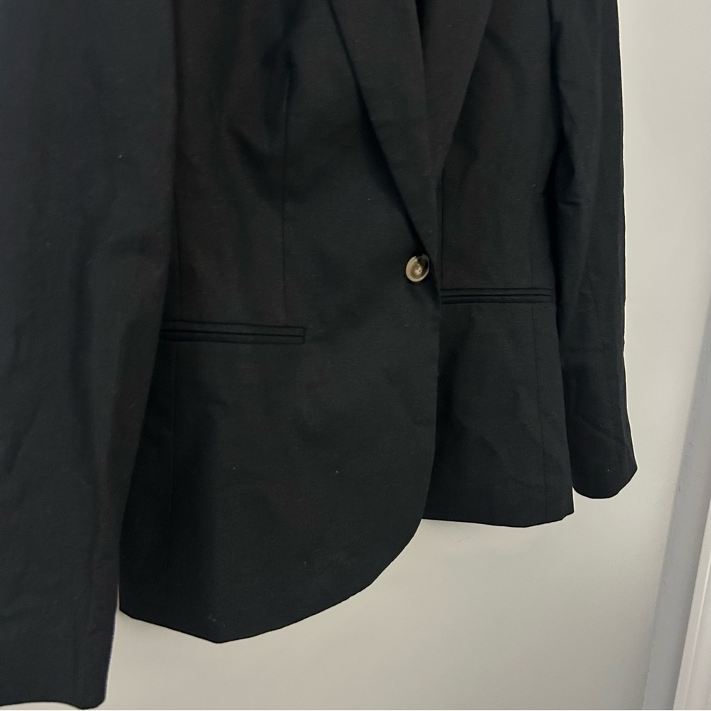 NWT J. Crew Linen-Blend One-Button Black Blazer - Picture 2 of 5
